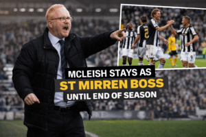 Read more about the article McLeish to Remain St Mirren Boss Until End of Season Amid Push for Strong Finish